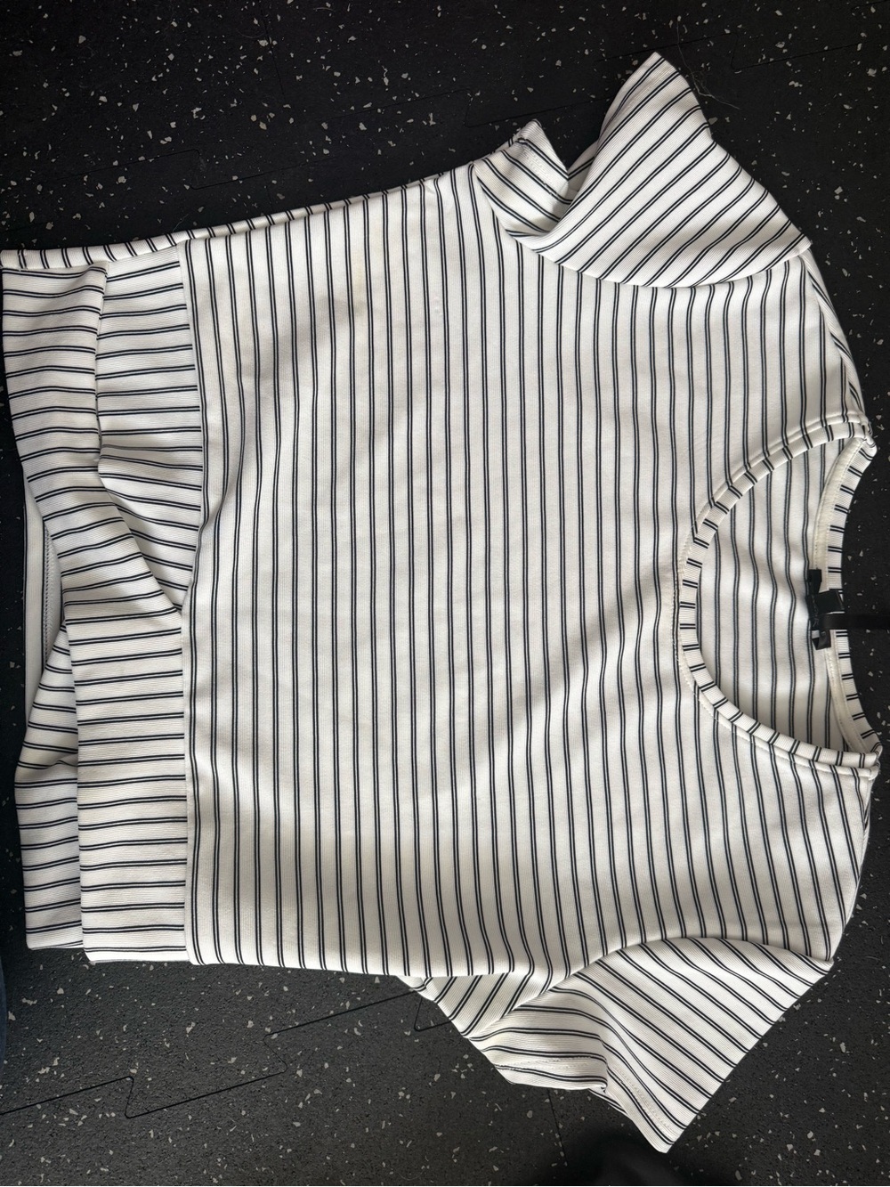 Dynamite White Crop Top with Black Pinstripes